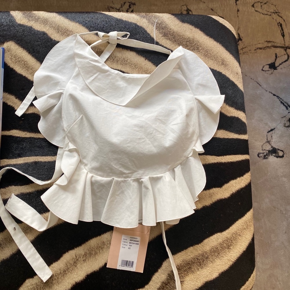 Brock Collection Open Back Apron Top in white